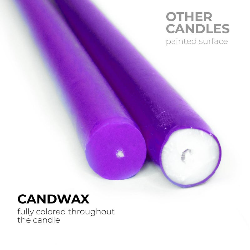 CANDWAX 12 inch Purple Taper Candles Set of 12 - Unscented Smokeless Dripless Tapered Candle Sticks - Taper Candlesticks for Special Occasions and Ordinary Dinners - Purple Tapered Candles - Image 2
